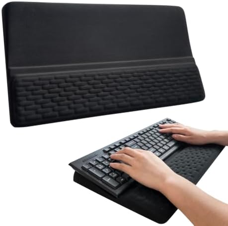 Wrist Rest with Keyboard Stand, Computer Wrist Support Pad, Ergonomic Keyboard Riser Holder Lifter Tray with Wrist Pad, Memory Foam Desk Cushion, Palm Hand Typing for Office Home School