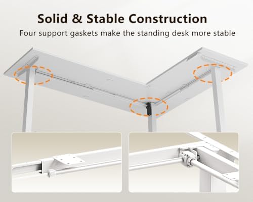 Casaottima 79 Inch L Shaped Electric Standing Desk, Home Office, White