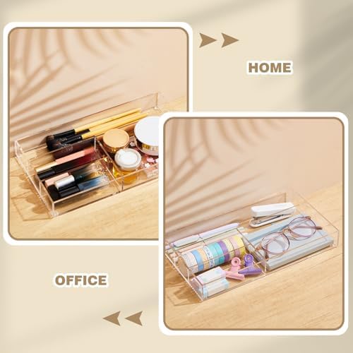 Briwooody Clear Acrylic Drawer Organizer,4 Compartments,Small