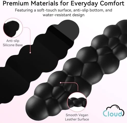 Sushret Cloud Wrist Rest for Computer Keyboard and Mouse Pad Set, Black