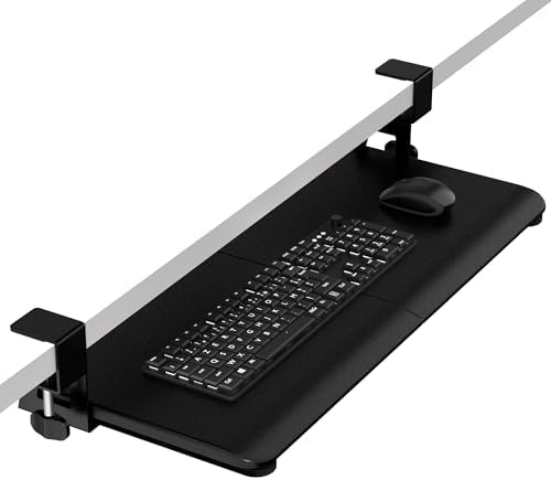 Under Desk Keyboard Tray, Keyboard Holder Drawer with C-Clamp 25.6"x11.8"