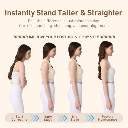 Posture Corrector for Women,Back Brace Shoulder Straightener Beige M/L