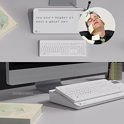 TOWON Glass Desk Whiteboard with Calculator 18x6 in, Desk Organizer, White