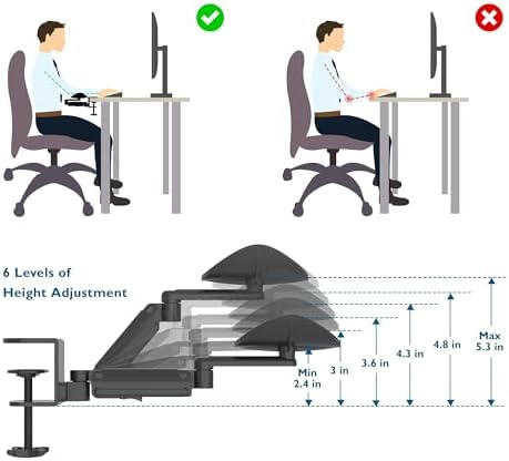 BONTEC Adjustable Arm Rest for Desk, 360° Rotating & Extendable, Aluminum