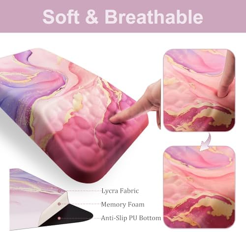 Ospelelf Ergonomic Mouse Pad and Keyboard Wrist Rest Support, Wrist Rest for Computer Keyboard, Office, Gaming, Pink