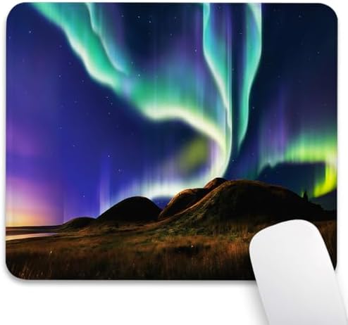 Aurora Borealis Mouse Pad, Spectacular Alaskan Northern Lights‌ Desk Mat