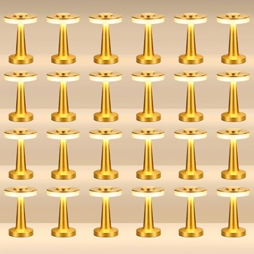 Riakrum 24 Pcs LED Cordless Table Lamp Bulk Rechargeable,Gold