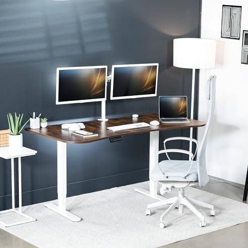 VIVO Rustic Vintage Brown 63 x 32 in Standing Desk, DESK-KIT-2W1N