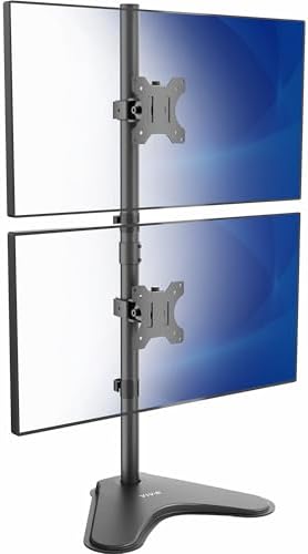 VIVO Dual Monitor Desk Stand Free-Standing LCD Mount, Holds in Stacked Vertical Position 2 Ultrawide Screens up to 34 inches, Black, STAND-V002L