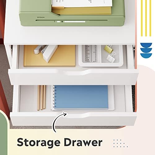 DEVAISE 5-Drawer Filing Cabinet Under Desk, Storage file Cabinet, White