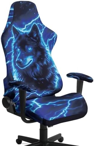 Wolf Lightning Gaming Chair Covers Washable Game Chair Cover Saint Patrick's Day Computer Reclining Gamer Chairs Protector Slipcovers with Armrest Covers