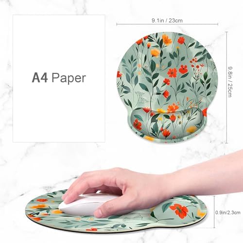 ITNRSIIET Ergonomic Mouse Pad with Wrist Support Wrist Rest Smooth Surface Non-Slip Rubber Base Comfortable Office Supplies Pain Relief, 9.8 x 9.1 inches, Beautiful Flowers