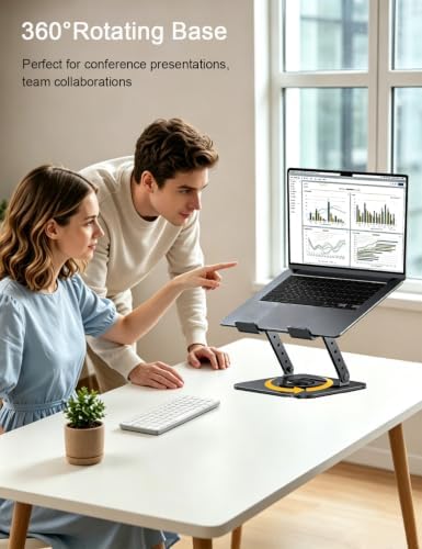 SAMHOUSING Laptop Stand, Ergonomic Adjustable Laptop Stand with Heat Dissipation Holes, Computer Stand with Anti Slip Silicone, Compatible with MacBook Air Pro More 10-17 inch laptops (Classic Black)