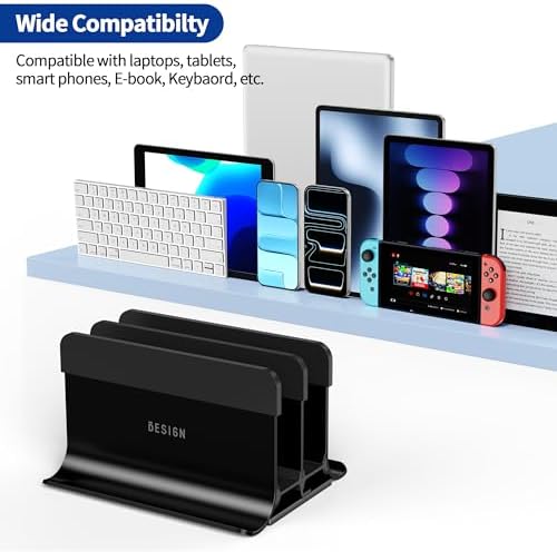 BESIGN LS13 Vertical Laptop Stand Holder for Desk, 4 in 1 Desktop Stand Holder for Laptops, Tablets, Smart Phones