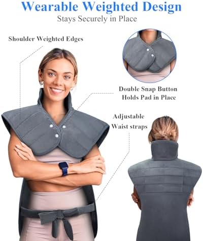 Heating Pad for Neck Shoulders and Back - 6 Heat Levels 4 Timers Auto-Off