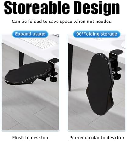 Computer Arm Rest for Desk, 180° Swivel and 90° Foldable, Black