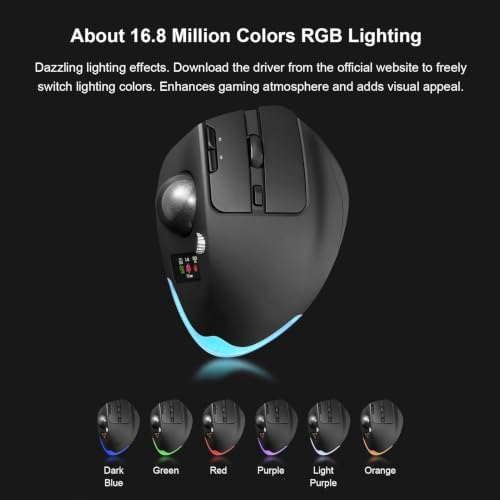 GOWENIC Wireless Trackball Mouse, Bluetooth Mouse with Ergonomic Thumb Control, Rechargeable Ergonomic (Black)