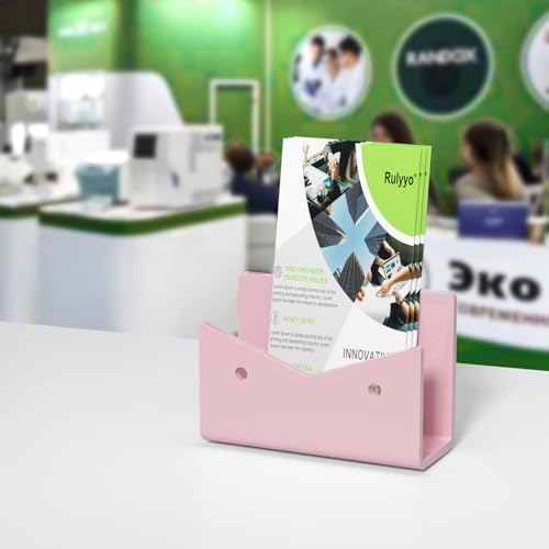 Mail Organizer Envelope Holder - Pink Acrylic Mail Holder Countertop Vertical Desk Organizer Small File Bill Document Notebook Letter Sorter for Home School Office Supplies