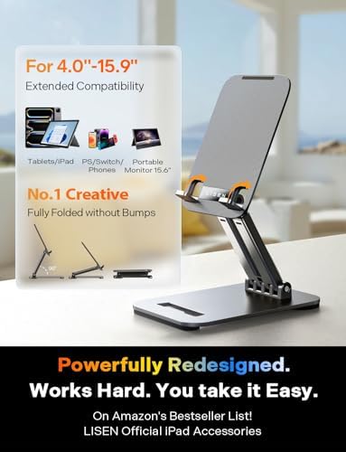 LISEN iPad Stand Tablet Holder for Desk, Kindle Accessories Stand for Apple