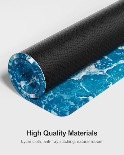 Auhoahsil Large Mouse Pad with Wrist Rests for Keyboard & Mouse, Thick Soft Ergonomic Memory Foam Wrist Supports, Big & Long Desk Mat 35.5 x 15.7 in, for Office Gaming Computer, Beautiful Ocean