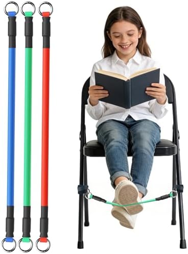 ELETIUO 3-Pack Sensory Fidget Bands for Kids - Silent Stress Relief & Focus Tool for ADHD, Autism & Fidgety Feet,Anti-Slip Chair Bands Fit Legs 14" to 20" Wide for Classroom & Home (Red/Blue/Green)