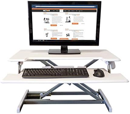 Victor High Rise 32.5-Inch Sit to Stand Desk Converter, White