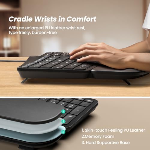 Nulea Ergonomic Split Keyboard Wired with Wrist Rest and USB-C Connection