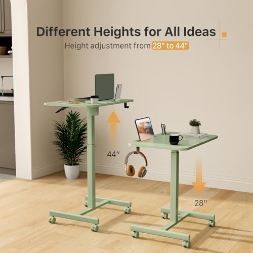 28” Rolling Standing Desk Height Adjustable with 4 Lockable Wheels