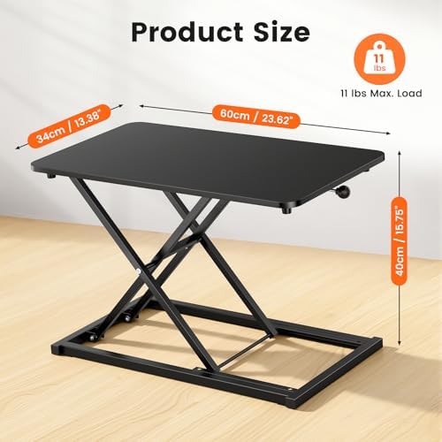 Standing Desk Converter Adjustable Height, 23.6" x 13.4" Keyboard Riser for Stand Up Desk Riser, Ergonomic Computer Keyboard Stand for Desktop, Sit Stand Workstations for Home Office Study Room