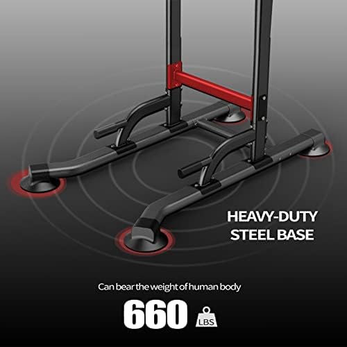 Power Tower Adjustable Height Pull Up & Dip Station Multi-Function Home Strength Training Fitness Workout Station for Home Gym