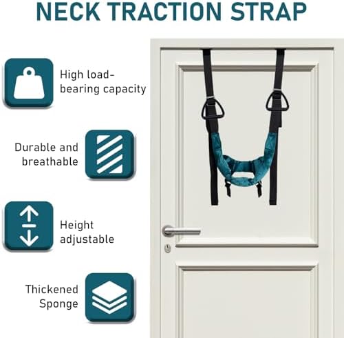 Cervical Neck Traction Device Over Door for Home Use Portable Neck Stretcher Hammock Decompression Home Physical Therapy (Blue)3