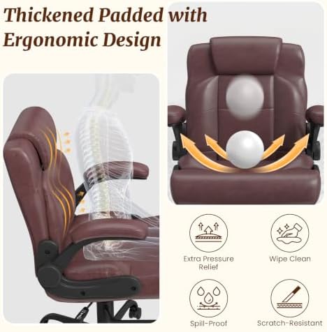 Wide Criss Cross Desk Chair with Swivel Footrest and Flip-Up Armrests