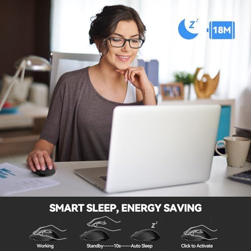 TECKNET Bluetooth Mouse, 4000DPI Wireless Mouse Bluetooth for Laptop 2-in-1(BT 5.0/3.0+2.4Ghz) Computer Mouse, Portable PC Mouse Wireless with USB Receiver for Mac, Compatible with MacBook Chromebook