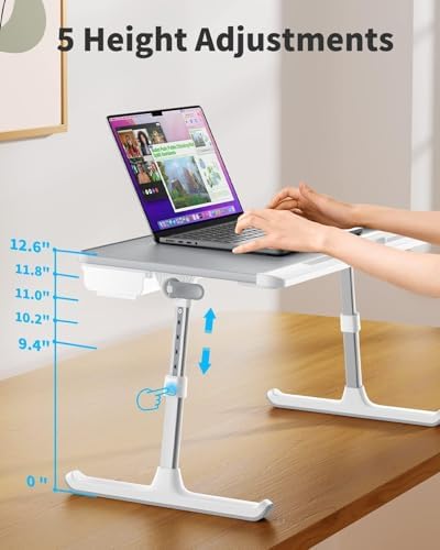 SAIJI Laptop Bed Tray Table - Adjustable Lap Desk for Couch (Gray)