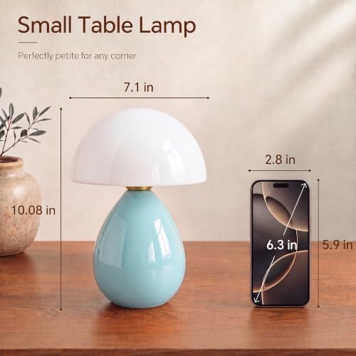 Dawnwake Mushroom Lamp Table Lamp for Bedroom-Small Desk Table Lamps,Blue