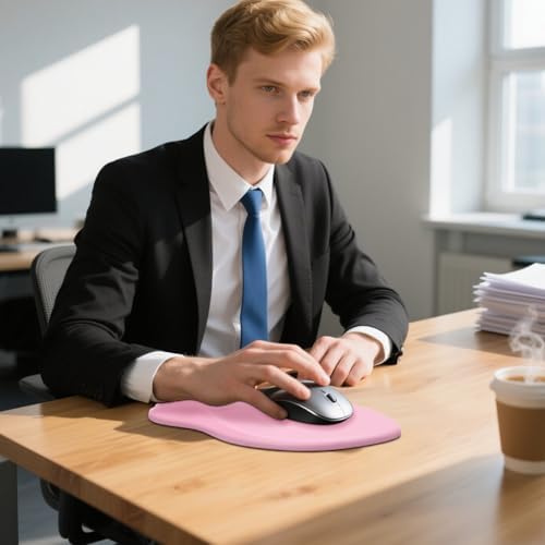 MROCO Ergonomic Mouse Pad with Wrist Support, 11.8 x 7.8 in, Pale Pink