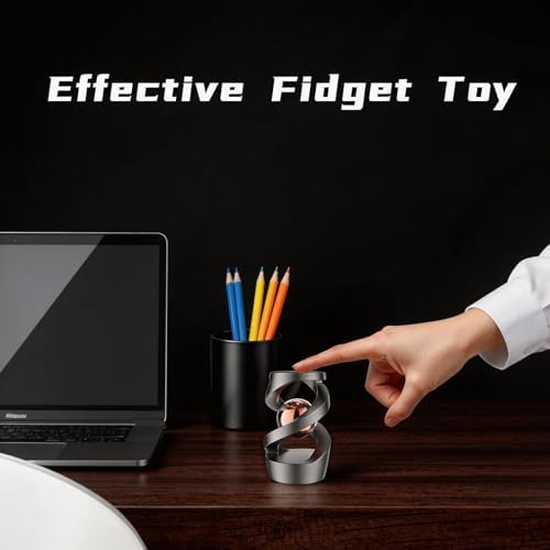 Metal Dynamic Desktop Fidget Toy, Rose Gold Perpetual Motion Inspired Desk Toy, Office Stress Relief Kinetic Spinning Toy for Adults & Teens