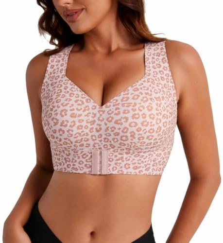 Posture Bra for Women - Front Closure Cross Back Corrector Bras Wireless Seamless Full Support Push Up Bralettes