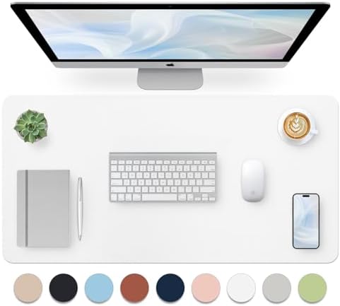 Bloss White Desk Mat, Mouse Pad, Waterproof Leather Desk Pad, Desk Matt for Desktop, Non-Slip Ccomputer Desk Protecor Mat for Office/Home/Decor(27.6 x 13.8 Inches)
