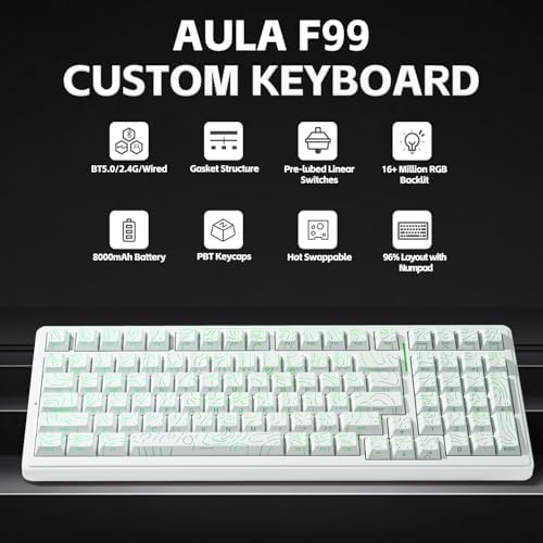 Aula F99 Creamy Keyboard Wireless Mechanical Custom Gaming Keyboards