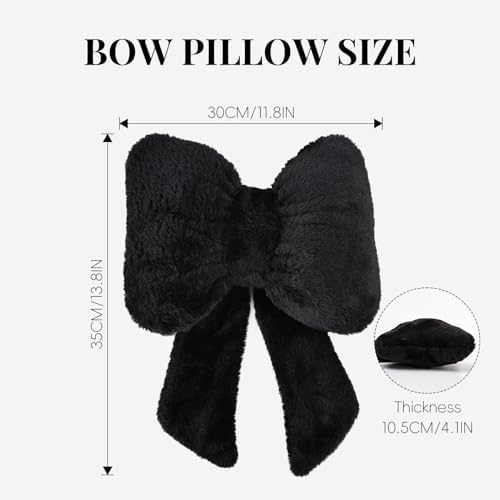 2 Pack Bow Car Headrest Pillows Plush Car Neck Pillows for Travel Driving Office Chair Head Support Cushions, Also Cute Car Decor Accessories (Black)