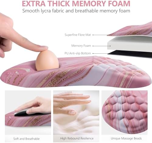 Ergonomic Mouse Pad Wrist Rest, 15° Memory Foam, Non-Slip PU Base