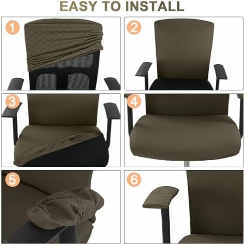 Tallew 4 Pcs Office Chair Covers Stretch Seat Armrest, Brown