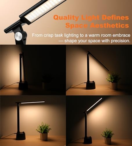Desk Lamp for Home Office, Small LED Desk Lamp with USB C Charging Port