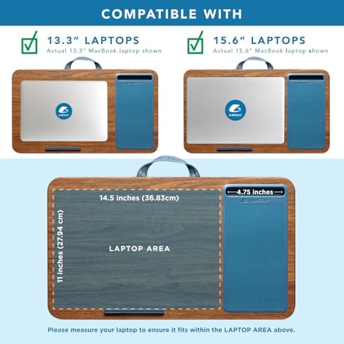 LAPGEAR Home Office Lap Desk – Espresso Blue, Fits 15.6” Laptops