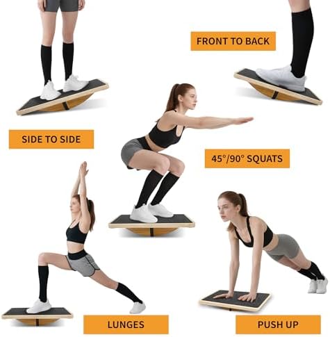 Balance Board for Physical Therapy, Wooden Wobble Board for Balance Training and Ankle Strengthening, Anti-Slip Surface, 350 lbs Capacity Standing Desk Rocker Board