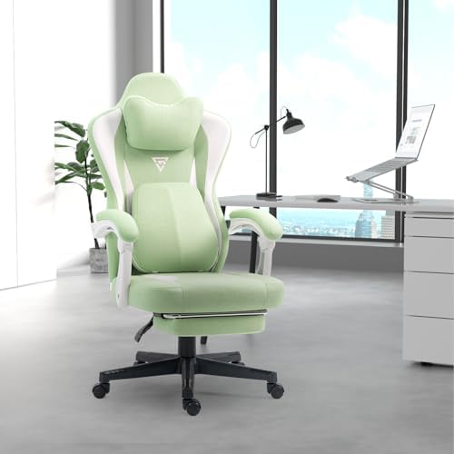 Vigosit Computer Gaming Chair with Heated Massage Lumbar Support for Adults, Ergonomic Office Chair with Footrest, Breathable Soft Fabric Reclining Adjustable Swivel PC Chair for Adult
