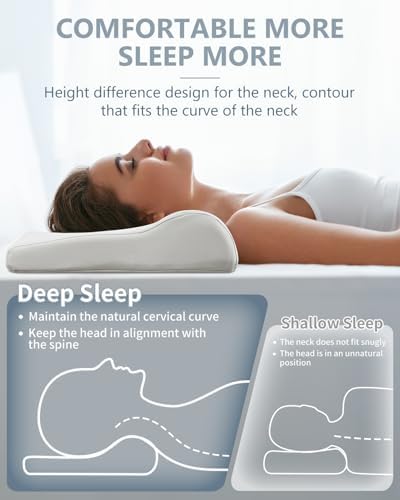 SMDR Ultra Slim Ergonomic Memory Foam Cervical Pillow – Low Profile Orthopedic Neck Support Pillow for Stomach, Side & Back Sleepers, 2"–0.8" Thin Design, Washable Cover