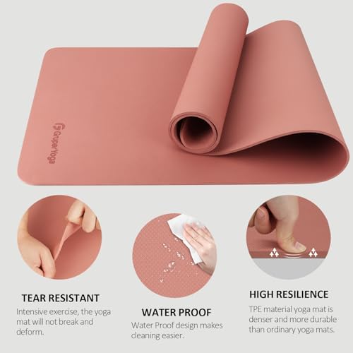 Gruper Yoga Mat Non Slip, Anti-Tear Workout Mat with Carrying Strap and Bag