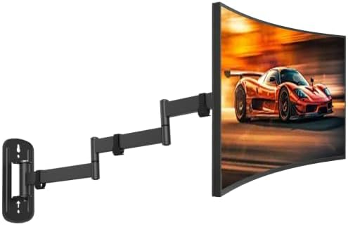 Long Arm Monitor Wall Mount up to 32 Inch, Heavy Duty 3-Section Steel Arm